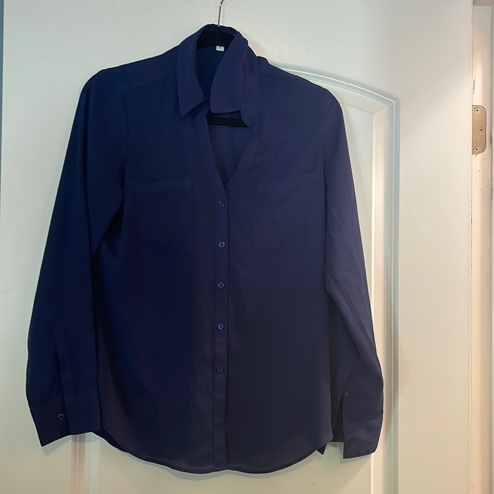 Express medium navy blue bottom blouse nwot